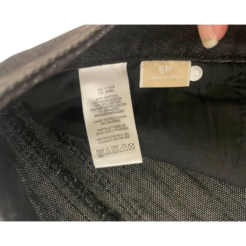 Michael Kors Women Jeans 8P Petite Black Denim Straight Leg Low Rise Stretch NWT